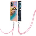 For Motorola Moto G14 Electroplating IMD TPU Phone Case with Lanyard(Dream Butterfly)