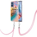 For Motorola Moto G34 Electroplating IMD TPU Phone Case with Lanyard(Dream Butterfly)