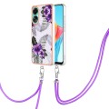 For Xiaomi 13T/13T Pro Electroplating IMD TPU Phone Case with Lanyard(Purple Flower)