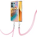 For Xiaomi Redmi Note 13 5G Global Electroplating IMD TPU Phone Case with Lanyard(Dream Butterfly)