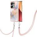For Xiaomi Redmi Note 13 Pro 4G Global  Electroplating IMD TPU Phone Case with Lanyard(White Marble)