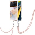 For Xiaomi  Poco X6 Pro  Electroplating IMD TPU Phone Case with Lanyard(White Marble)