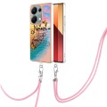 For Xiaomi Poco M6 Pro 4G Electroplating IMD TPU Phone Case with Lanyard(Dream Butterfly)