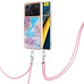 For Xiaomi Redmi K70E Electroplating IMD TPU Phone Case with Lanyard(Blue Marble)