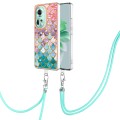 For OPPO Reno11 5G Global Electroplating IMD TPU Phone Case with Lanyard(Colorful Scales)