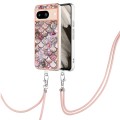 For Google Pixel 8 Electroplating IMD TPU Phone Case with Lanyard(Pink Scales)