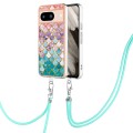 For Google Pixel 8 Electroplating IMD TPU Phone Case with Lanyard(Colorful Scales)
