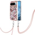 For Google Pixel 9 Electroplating IMD TPU Phone Case with Lanyard(Pink Scales)