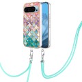 For Google Pixel 9 Electroplating IMD TPU Phone Case with Lanyard(Colorful Scales)