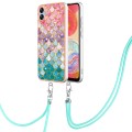 For Samsung Galaxy A04e Electroplating IMD TPU Phone Case with Lanyard(Colorful Scales)