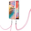 For Samsung Galaxy A04e Electroplating IMD TPU Phone Case with Lanyard(Dream Butterfly)