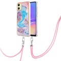 For Samsung Galaxy A05 Electroplating IMD TPU Phone Case with Lanyard(Blue Marble)