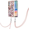 For Samsung Galaxy A05s Electroplating IMD TPU Phone Case with Lanyard(Pink Scales)