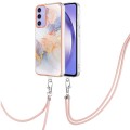 For Samsung Galaxy A15 5G Electroplating IMD TPU Phone Case with Lanyard(White Marble)
