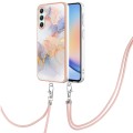 For Samsung Galaxy A25 5G Electroplating IMD TPU Phone Case with Lanyard(White Marble)