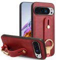 For Google Pixel 9 Wristband Leather Back Phone Case(Red)