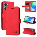 For vivo Y03 4G Skin Feel Life Tree Metal Button Leather Phone Case(Red)