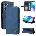 For vivo Y03 4G Skin Feel Life Tree Metal Button Leather Phone Case(Blue)