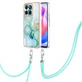 For Honor X6a Electroplating Marble Dual-side IMD Phone Case with Lanyard(Green 003)