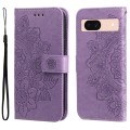 For Google Pixel 8a 7-petal Flowers Embossing Leather Phone Case(Light Purple)