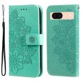 For Google Pixel 8a 7-petal Flowers Embossing Leather Phone Case(Green)