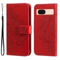For Google Pixel 8a 7-petal Flowers Embossing Leather Phone Case(Red)