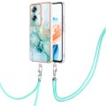 For OPPO A79 5G Global Electroplating Marble Dual-side IMD Phone Case with Lanyard(Green 003)