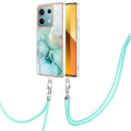 For Xiaomi Redmi Note 13 5G Global Electroplating Marble Dual-side IMD Phone Case with Lanyard(Green