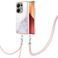 For Xiaomi Redmi Note 13 Pro 4G Global Electroplating Marble Dual-side IMD Phone Case with Lanyard(W