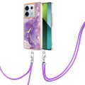 For Xiaomi Redmi Note 13 Pro 5G Global Electroplating Marble Dual-side IMD Phone Case with Lanyard(P