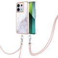 For Xiaomi Redmi Note 13 Pro 5G Global Electroplating Marble Dual-side IMD Phone Case with Lanyard(W