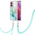 For Motorola Moto G04 4G / G24 4G Electroplating Marble Dual-side IMD Phone Case with Lanyard(Green