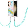 For Samsung Galaxy S24 Ultra 5G Electroplating Marble Dual-side IMD Phone Case with Lanyard(Green 00