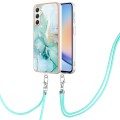 For Samsung Galaxy A25 5G Electroplating Marble Dual-side IMD Phone Case with Lanyard(Green 003)