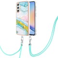 For Samsung Galaxy A25 5G Electroplating Marble Dual-side IMD Phone Case with Lanyard(Green 004)