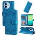 For vivo Y38 5G / T3x 5G Global Embossed Sunflower Leather Phone Case(Blue)