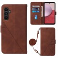 For Samsung Galaxy A25 5G / A24 Crossbody 3D Embossed Flip Leather Phone Case(Brown)