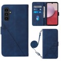 For Samsung Galaxy A15 Crossbody 3D Embossed Flip Leather Phone Case(Blue)