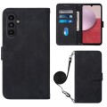 For Samsung Galaxy A15 Crossbody 3D Embossed Flip Leather Phone Case(Black)