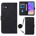 For Samsung Galaxy A05 Crossbody 3D Embossed Flip Leather Phone Case(Black)