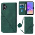 For Samsung Galaxy A05 Crossbody 3D Embossed Flip Leather Phone Case(Dark Green)