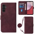 For Samsung Galaxy A05s Crossbody 3D Embossed Flip Leather Phone Case(Wine Red)