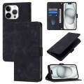 For iPhone 16 Pro Max Skin-feel Embossed Leather Phone Case(Black)
