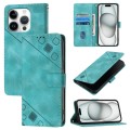 For iPhone 16 Pro Skin-feel Embossed Leather Phone Case(Green)