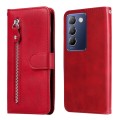 For vivo Y100 IDN / Y200e 5G Global Fashion Calf Texture Zipper Leather Phone Case(Red)