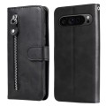 For Google Pixel 9 Pro Fashion Calf Texture Zipper Leather Phone Case(Black)
