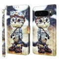 For Google Pixel 9 3D Painted Pattern Leather Phone Case(Naughty Cat)