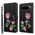 For Google Pixel 9 3D Painted Pattern Leather Phone Case(Rose)