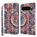 For Google Pixel 9 3D Painted Pattern Leather Phone Case(Colorful Mandala)