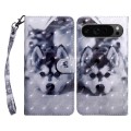 For Google Pixel 9 3D Painted Pattern Leather Phone Case(Husky)